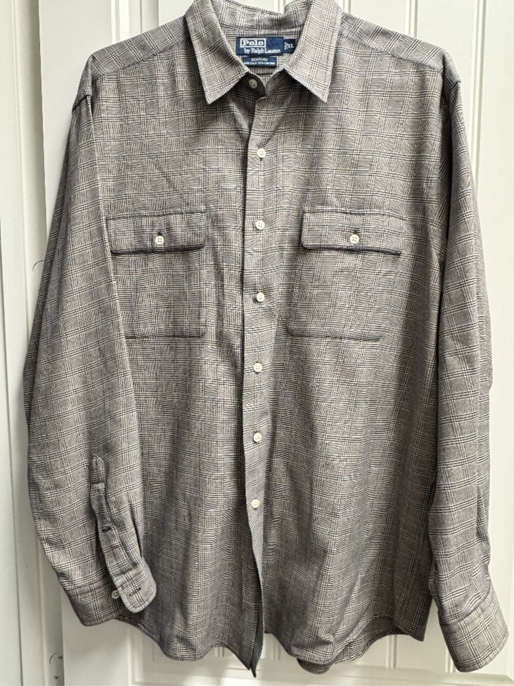 POLO Ralph Lauren Men's Gray/Beige Plaid Dress Shirt, Size XL